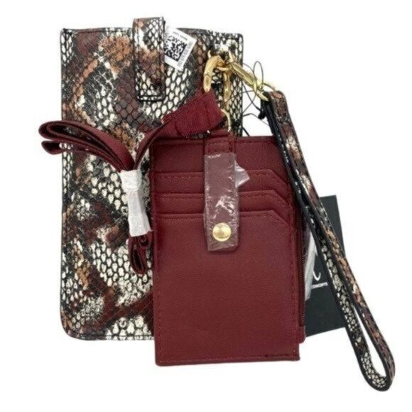 INC International Concepts Handbags - INC International Concepts Womens Ashlii Lanyard Snakeskin Wallet Phone Wristlet